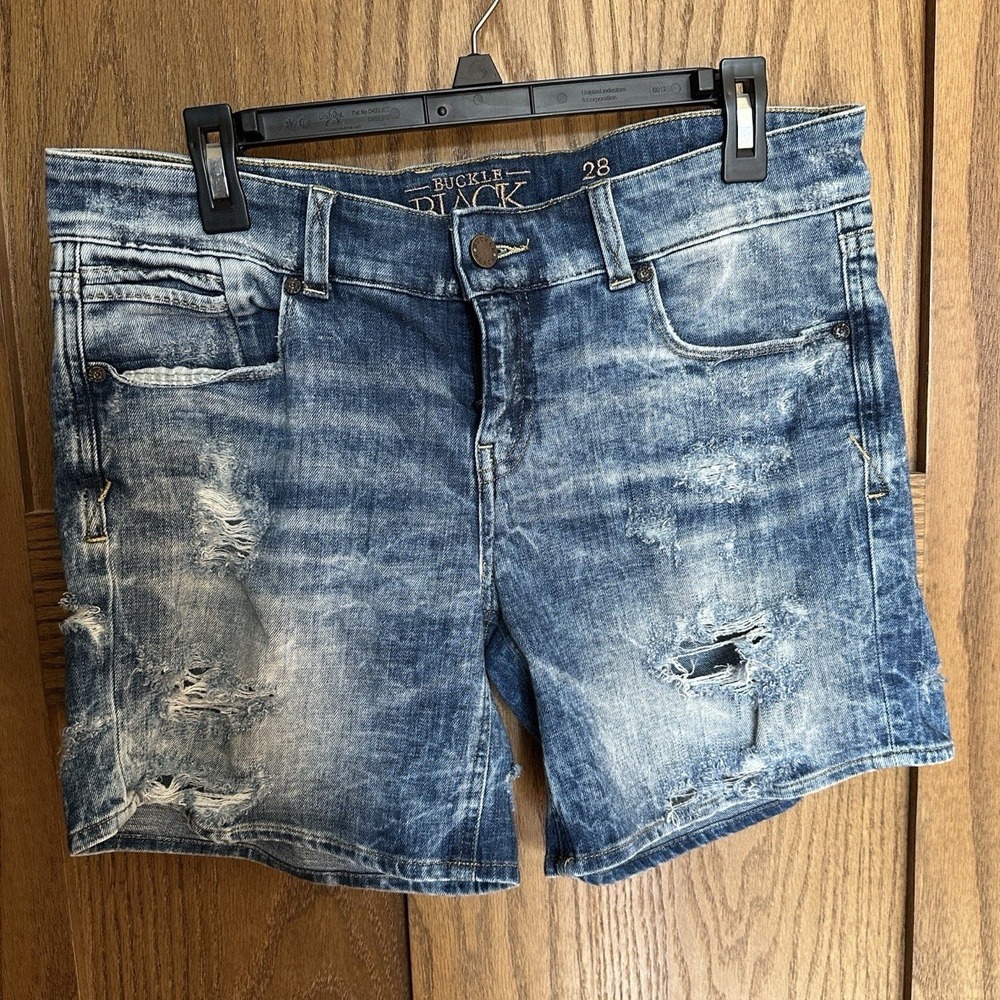 Buckle Black No 256 Distressed Denim Shorts Blue Jean Size 28 Short Womens